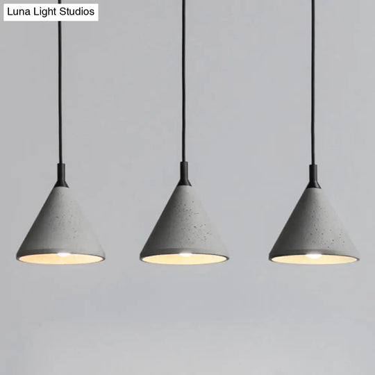 Modern Nordic Conical Suspension Light: Grey 1-Light Pendant Fixture For Dining Room