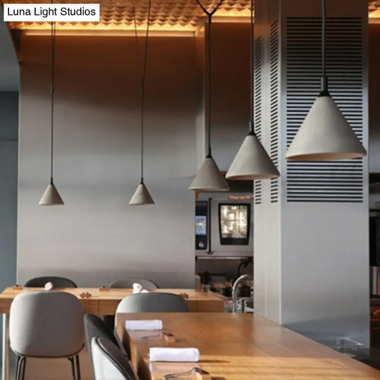 Modern Nordic Conical Suspension Light: Grey 1-Light Pendant Fixture For Dining Room