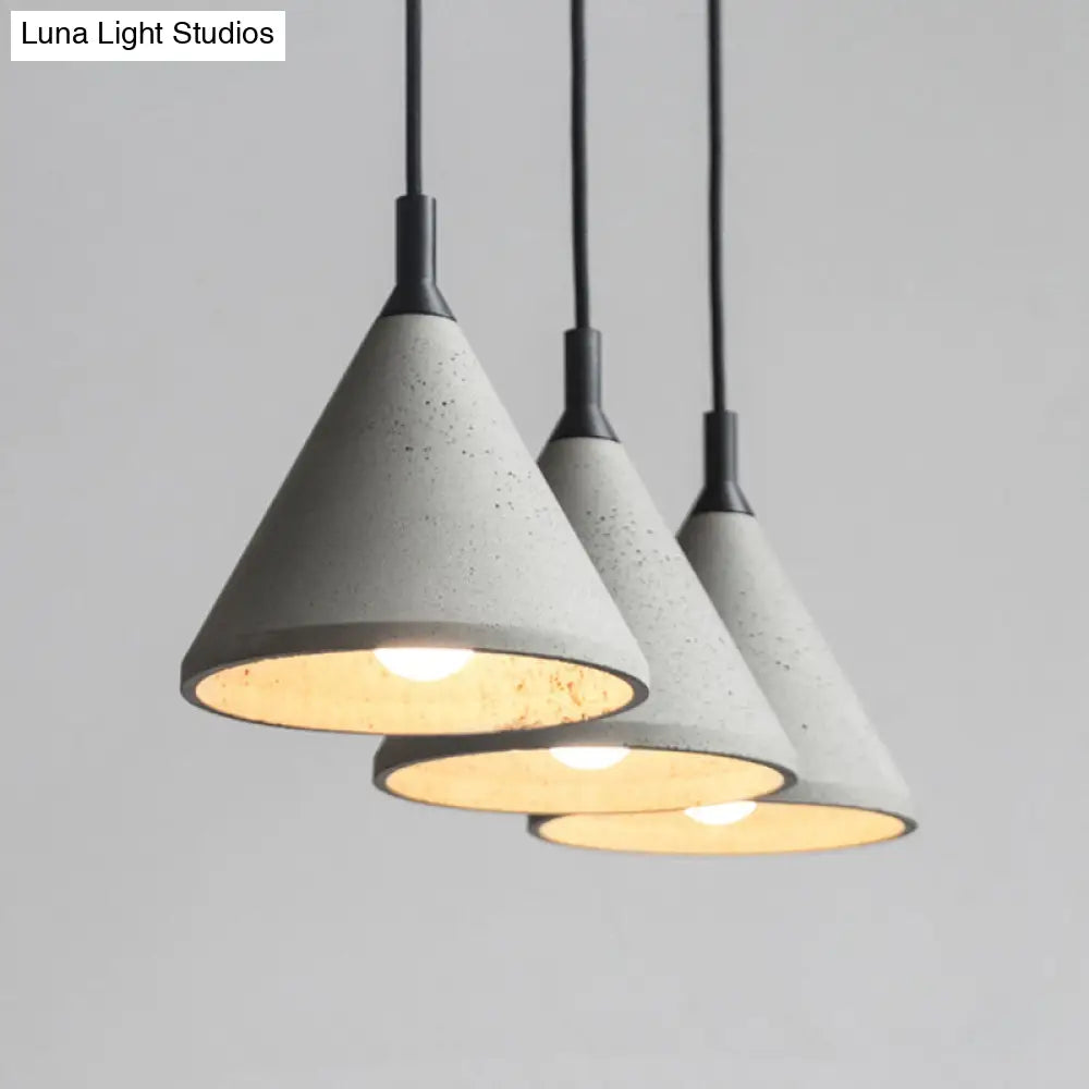Modern Nordic Conical Suspension Light: Grey 1-Light Pendant Fixture For Dining Room