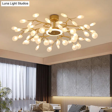 Modern Nordic Gold Firefly Hanging Chandelier - Led Pendant Light Fixture For Living Room