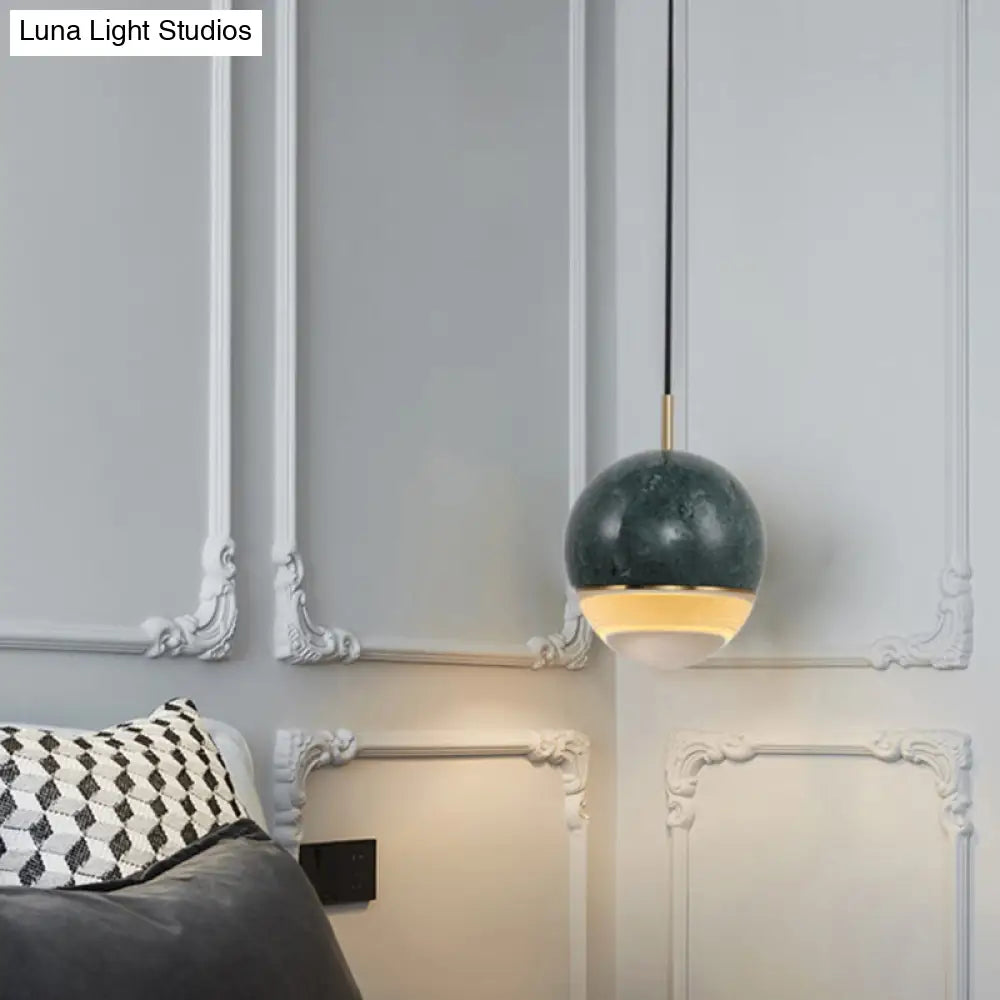 Modern Nordic Hanging Pendant Light - Led Marble Suspension In Multiple Sizes And Colors