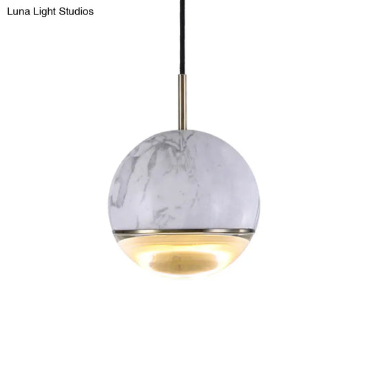 Nordic Spherical Pendant Light - Led Marble Suspension Lighting (4/7 Dia) In Black White Or Green