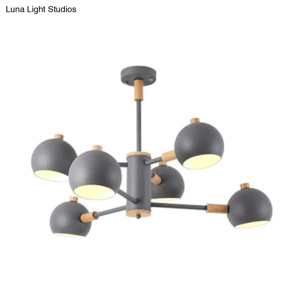 Modern Nordic Iron Bedroom Pendant Light Fixture - 6 Lights Hanging Chandelier