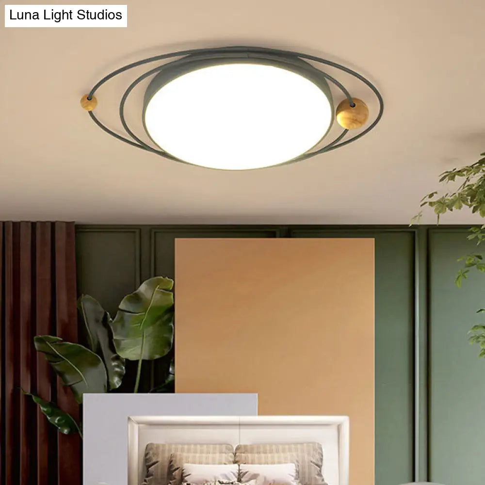 Modern Nordic Led Ceiling Lamp With Round Acrylic Design - 21/26/31 Gray/Green/White