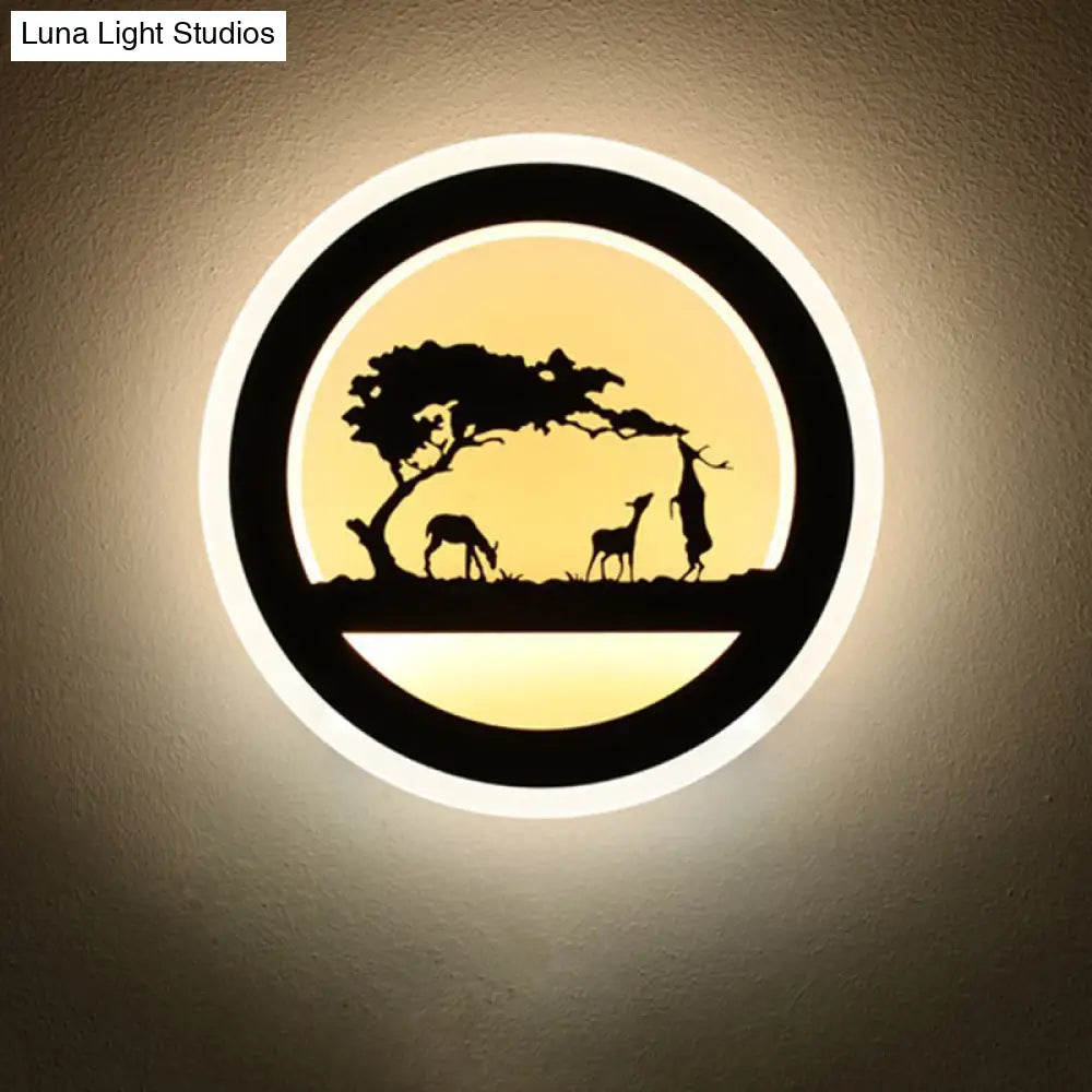 Modern Nordic Led Wall Light Sconce - Round/Elephant/Giraffe Design Ultrathin And Mounted Acrylic