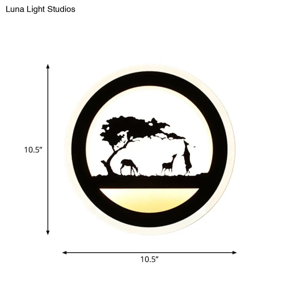 Modern Nordic Led Wall Light Sconce - Round/Elephant/Giraffe Design Ultrathin And Mounted Acrylic