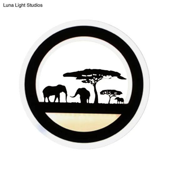 Modern Nordic Led Wall Light Sconce - Round/Elephant/Giraffe Design Ultrathin And Mounted Acrylic