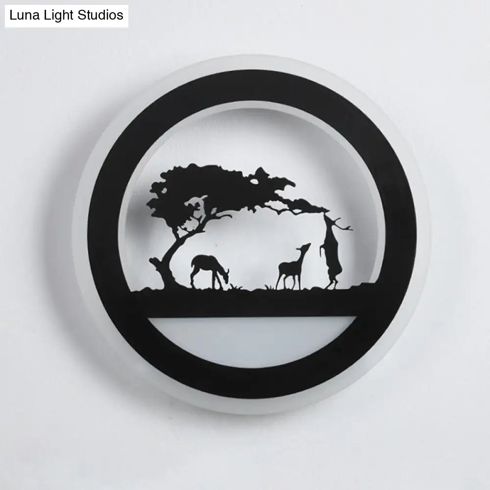 Modern Nordic Led Wall Light Sconce - Round/Elephant/Giraffe Design Ultrathin And Mounted Acrylic