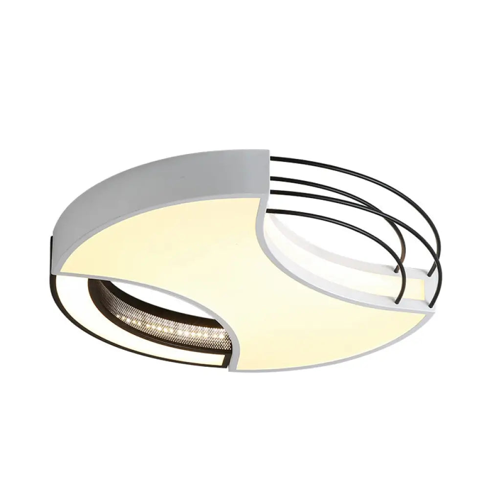 Modern Nordic Metal Black & White Led Flushmount Ceiling Lamp (18/21.5) - Warm/White Light