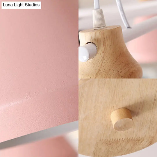 Modern Nordic Metal Chandelier - Pink Pyramid Hanging Lamp Fixture Ideal For Kindergarten Multiple