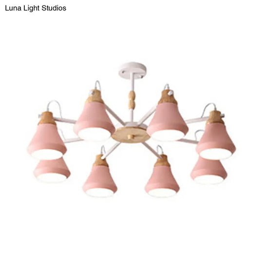 Modern Nordic Metal Chandelier - Pink Pyramid Hanging Lamp Fixture Ideal For Kindergarten Multiple