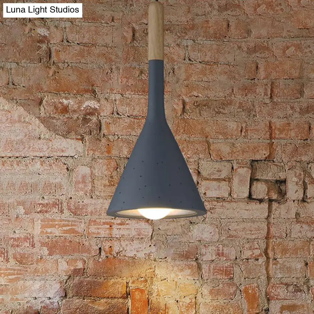 Resin Nordic Pendant Lamp With Funnel Design And Cement Finish