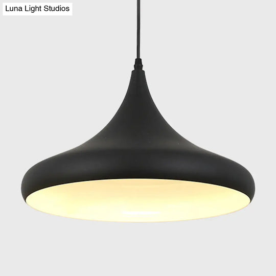 Modern Nordic Pendant Light – 1-Light Metallic Suspension Fixture In Black