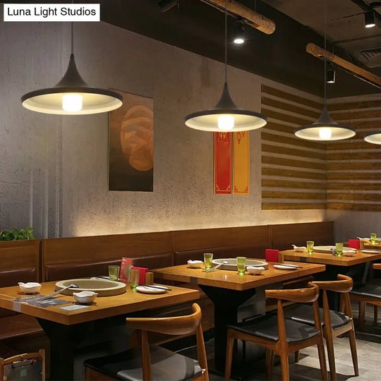 Modern Nordic Pendant Light – 1-Light Metallic Suspension Fixture In Black / Barn
