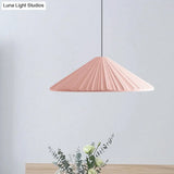 Modern Nordic Style Conic Pendant Light In Blue/Pink/White - Ribbed Design 12.5’/16.5’ Width
