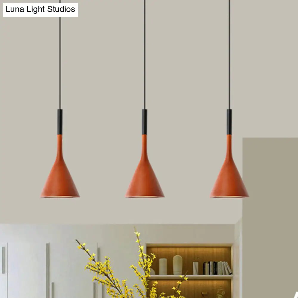 Modern Nordic Style Funnel Kitchen Bar Pendant Light - Red/White/Black Red