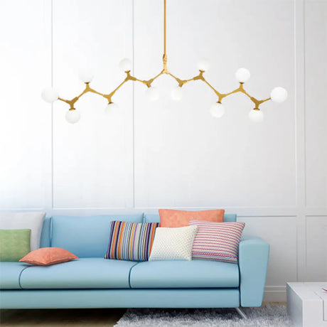 Modern Nordic Style Opal Glass Branch Hanging Lamp With Gold Chandelier Light - 5/6/7 Lights 12 /