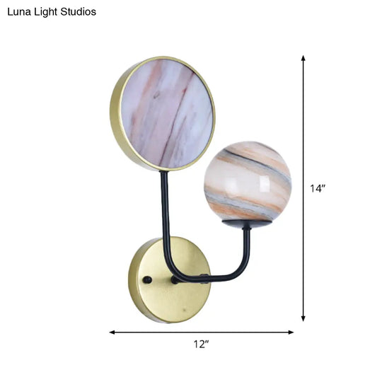Modern Nordic Style Round Wall Light - Black/Gold Finish Led Moon Glass Lamp