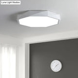 Modern Octagon Metal Led Flush Mount Lamp - 16’/19.5’/23.5’ Wide White Perfect For Living Room