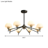 Modern Opal Frosted Glass 8-Head Urn Chandelier Light: Black & Gold Suspension Lamp