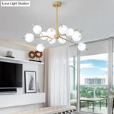 Modern Opal Frosted Glass Ceiling Chandelier Light - Modos Suspension Lamp For Living Room