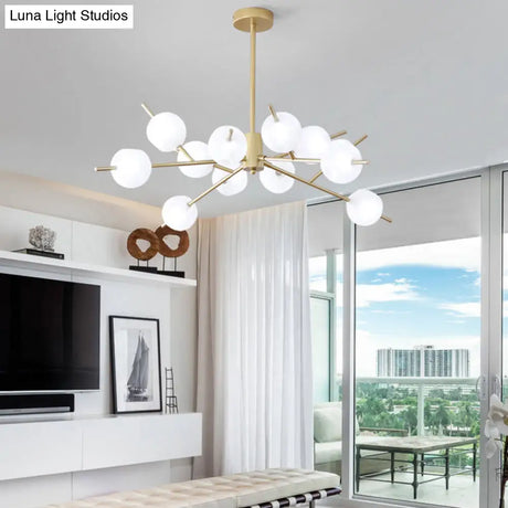 Modern Opal Frosted Glass Ceiling Chandelier Light - Modos Suspension Lamp For Living Room