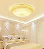 Modern Opal Glass Bowl Flush Light With Led Crystal Accent And Gold Hollow Out Design