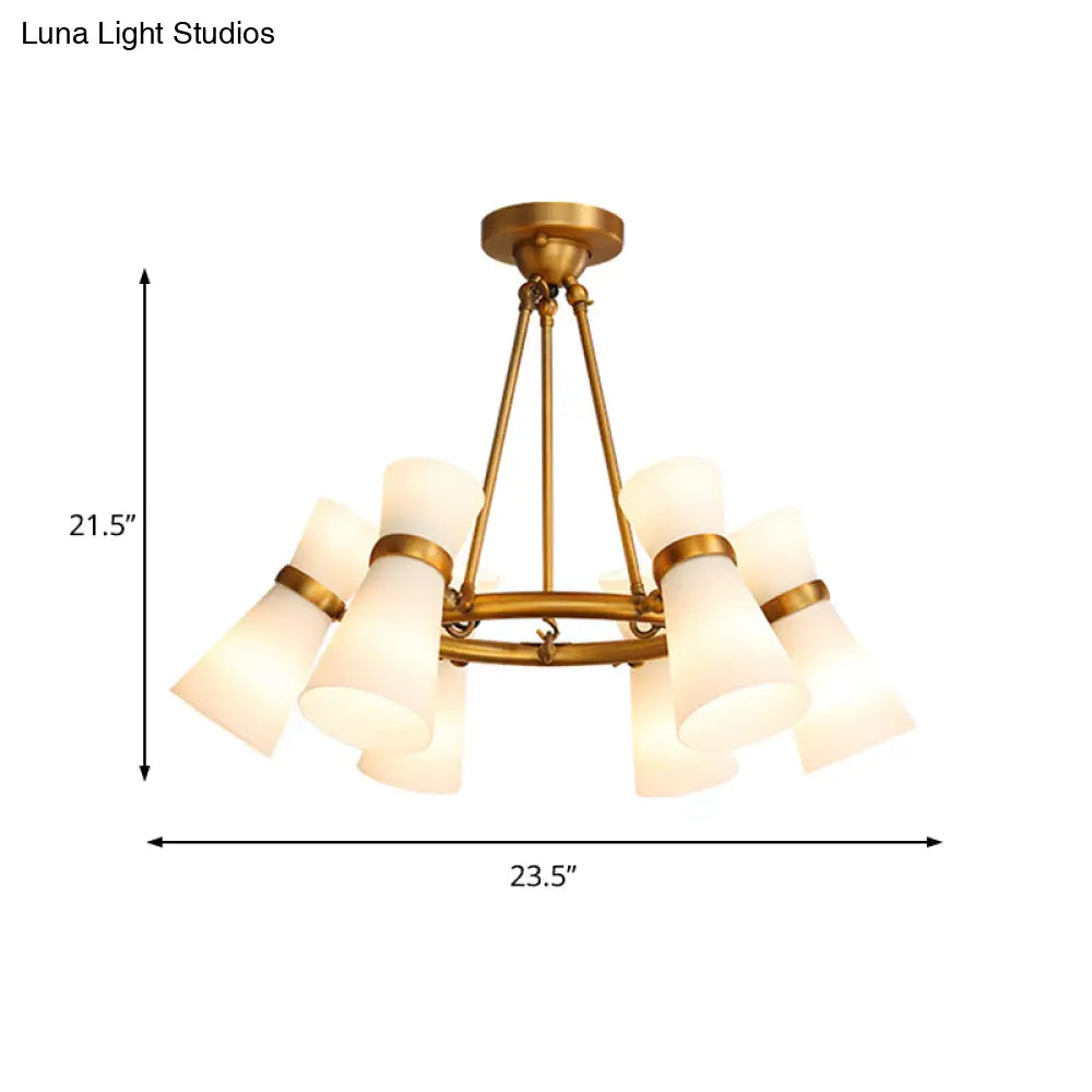 Modern Opal Glass Chandelier - Wide Flare 16 Bulbs Black/Gold Pendant Light Fixture