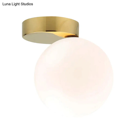 Modern Opal Glass Flush Mount With 1-Light Spherical Shade For Hallway Lighting