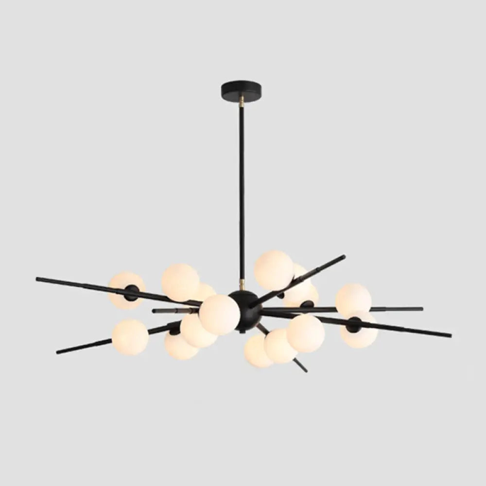 Modern Opal Glass Starburst Chandelier - Stylish Ceiling Light For Living Room 12 / Black