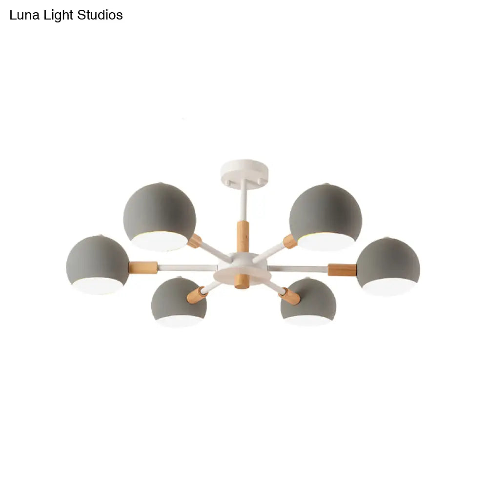 Modern Orb Hanging Chandelier With 6 Lights - Metal Pendant Fixture For Living Room