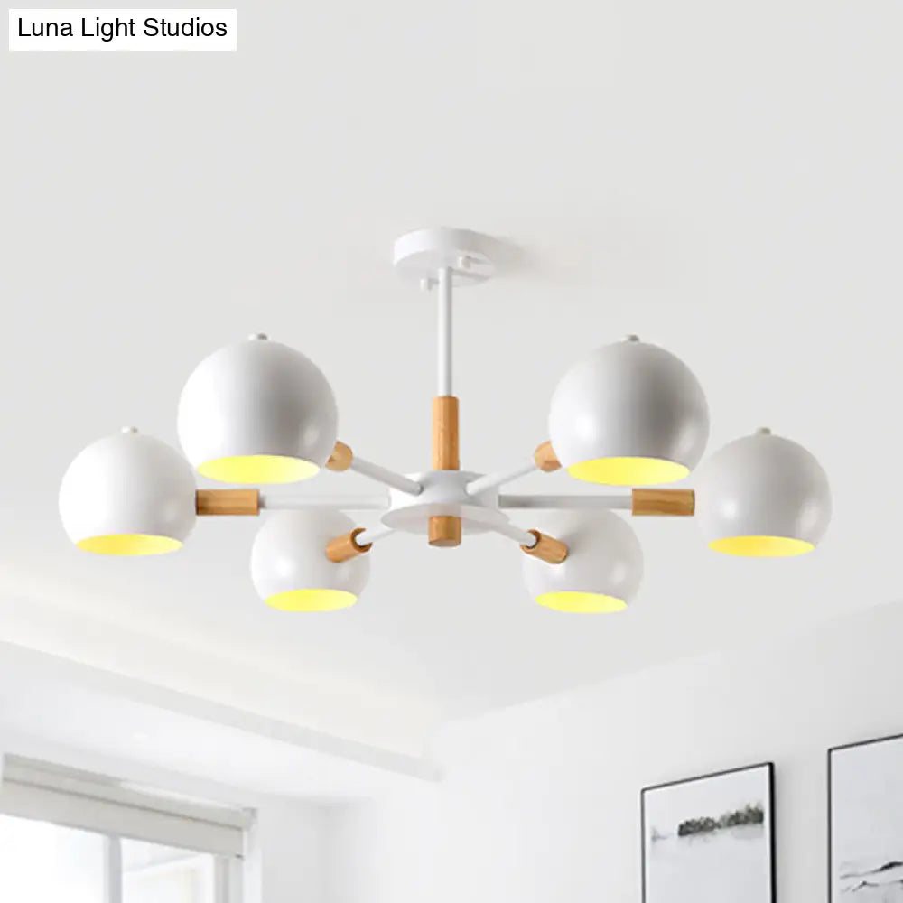 Modern Orb Hanging Chandelier With 6 Lights - Metal Pendant Fixture For Living Room