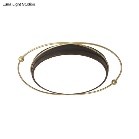 Modern Orbital Metal Flush Mount Led Ceiling Light In Black-Gold Warm/White - 16’/19.5’ Wide
