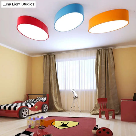 Modern Oval Acrylic Led Flush Mount Ceiling Light - Simple Style Lamp For Kids’ Bedrooms Multiple