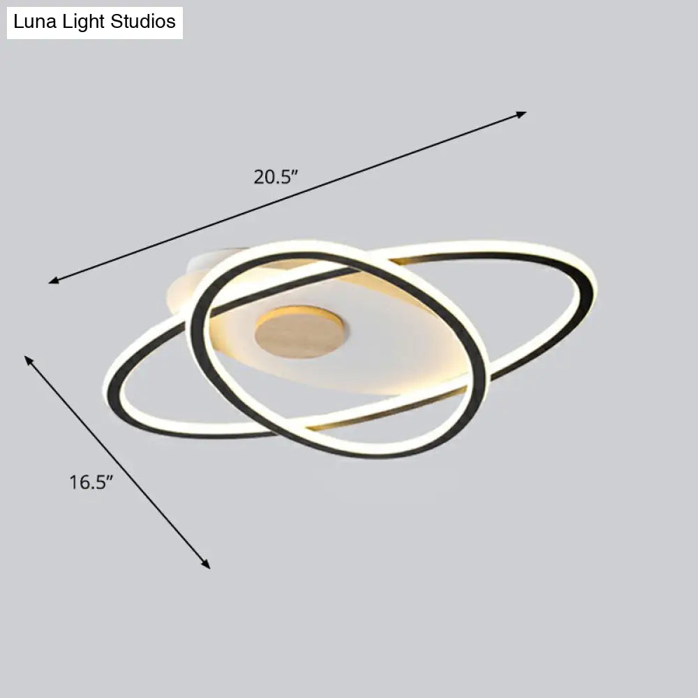 Modern Oval Flush Mount Led Ceiling Light Fixture For Bedroom Black / 16.5 Remote Control Stepless