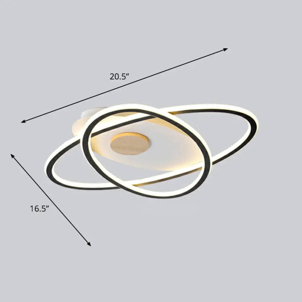 Modern Oval Flush Mount Led Ceiling Light Fixture For Bedroom Black / 16.5’ Remote Control