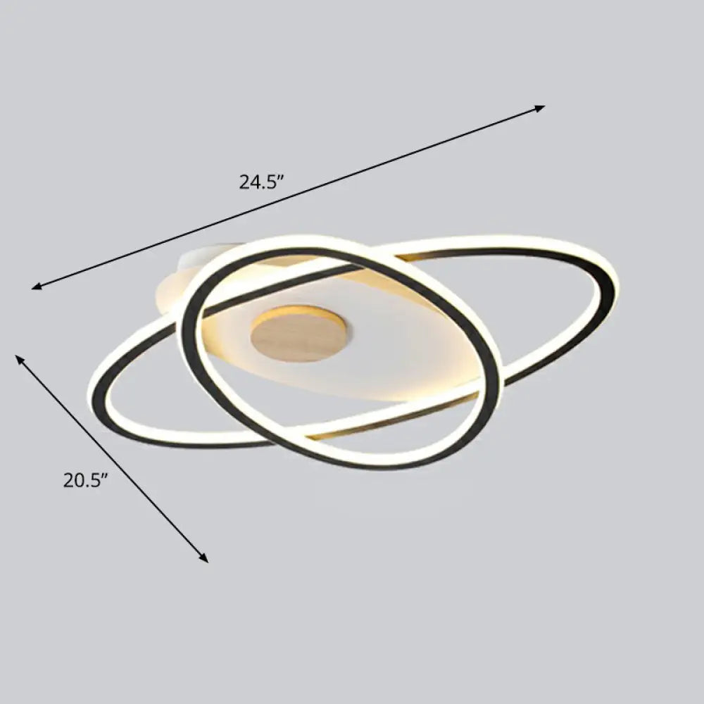 Modern Oval Flush Mount Led Ceiling Light Fixture For Bedroom Black / 20.5’(53Cm) Remote Control