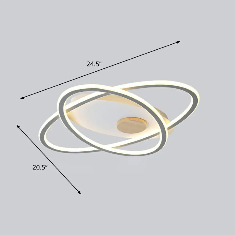 Modern Oval Flush Mount Led Ceiling Light Fixture For Bedroom Grey / 20.5’(53Cm) Warm