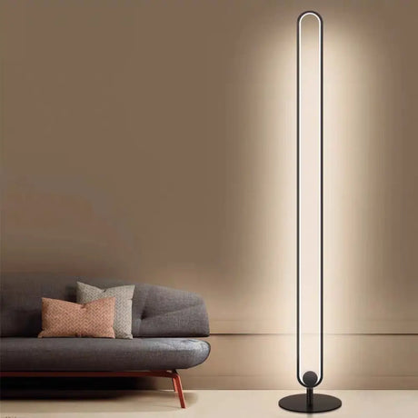 Modern Oval Frame Led Bedside Floor Lamp In Black - Simplicity Acrylic With Adjustable Light: Warm
