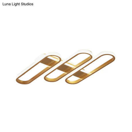 Modern Oval Led Gold Ceiling Lamp – Acrylic Flush Mount Lighting In Warm/White Light - Ideal For