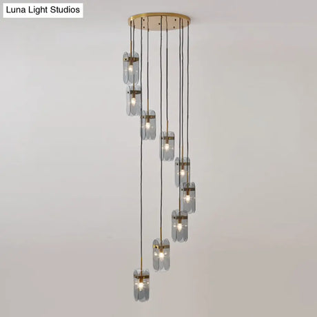 Modern Oval Panel Pendant Light Fixture For Glass Staircase