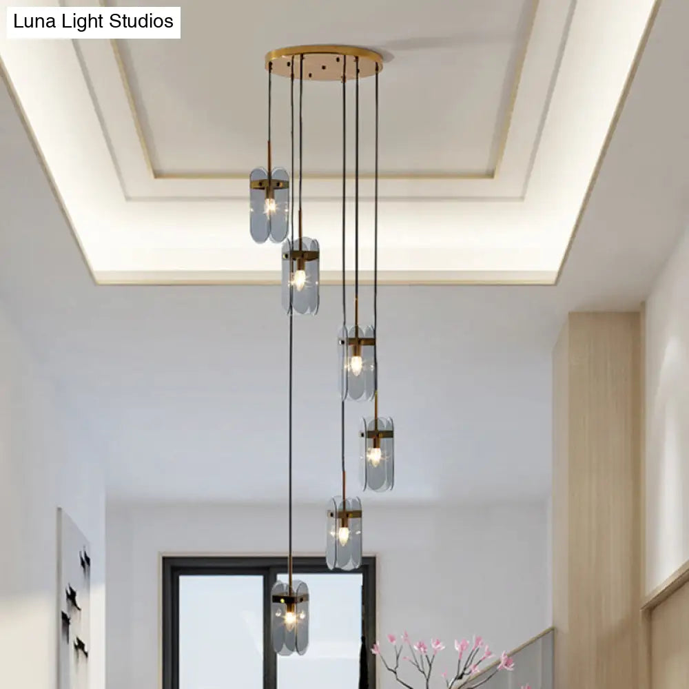 Modern Oval Panel Pendant Light Fixture For Glass Staircases