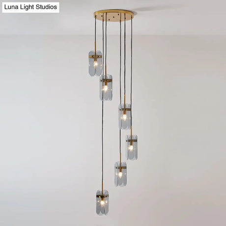 Modern Oval Panel Pendant Light Fixture For Glass Staircase
