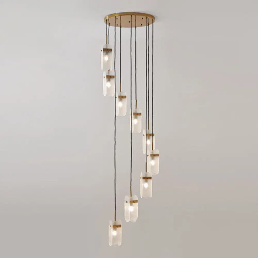 Modern Oval Panel Pendant Light Fixture For Glass Staircase 9 / Clear