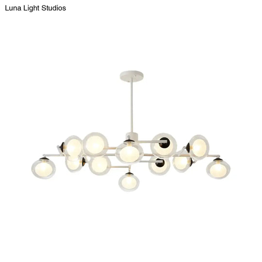 Modern Oval Shade Island Light - 8/12 Lights Glass Suspension In Black/White