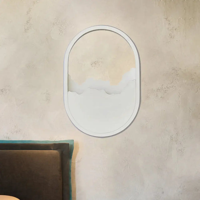 Modern Oval Wall Sconce With Led Lighting For Your Bedroom White /