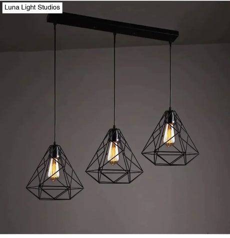 Modern Pendant Light Black Iron Hanging Cage Vintage E27Led Lamp Bulb Industrial Loft Retro Dining