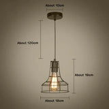 Modern Pendant Light Black Iron Hanging Cage Vintage E27Led Lamp Bulb Industrial Loft Retro Dining