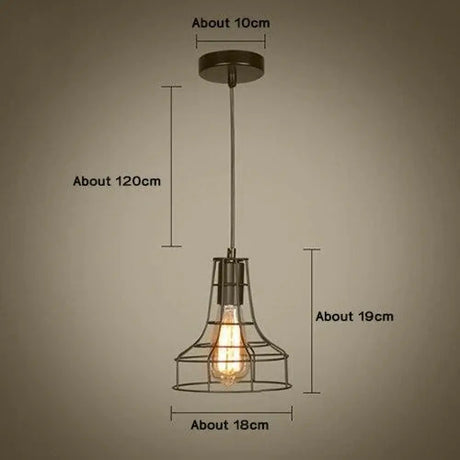 Modern Pendant Light Black Iron Hanging Cage Vintage E27Led Lamp Bulb Industrial Loft Retro Dining