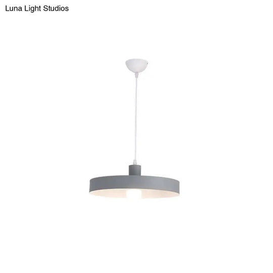 Simple Metal Shade Pendant Light Kit For Dining Room With Pot Lid Design Grey